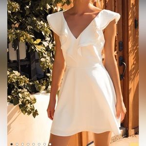 Divine Darling White Ruffled Skater Dress